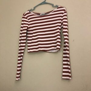 Brown and White Striped Top